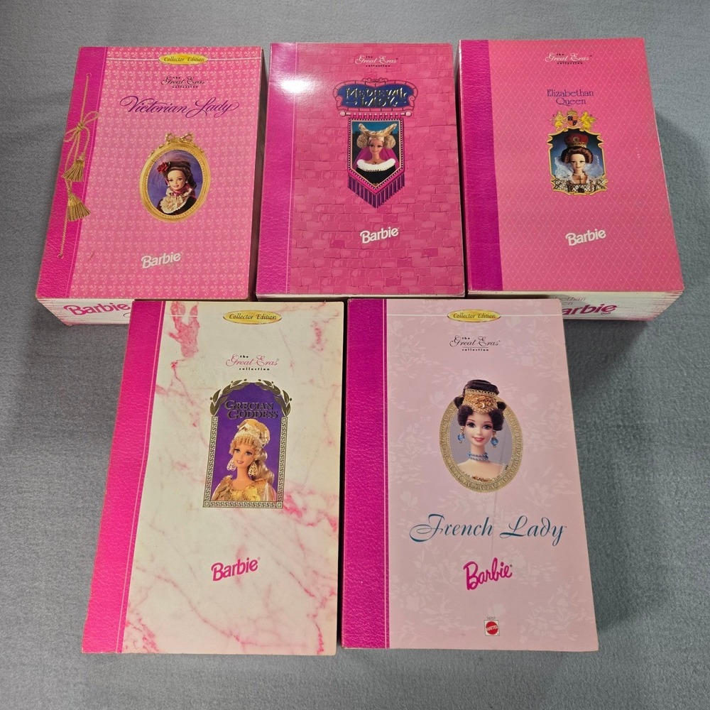 Mattel Barbie Great Eras Collection Set 5 Dolls Victorian Medieval Greek French